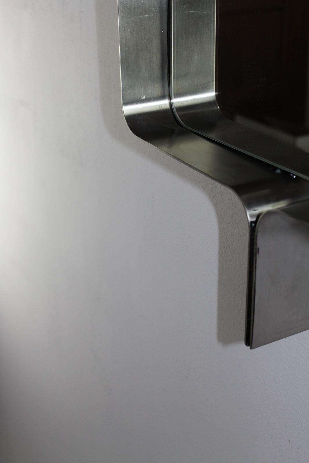 Miroir rectangulaire en acier brossé Xavier Feal, 1970 en vente 1