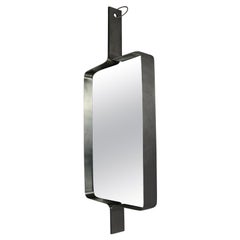 Espejo rectangular de acero cepillado Xavier Feal, años 70