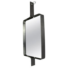 Espejo rectangular de acero cepillado Xavier Feal, años 70