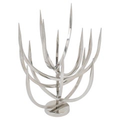 Xavier Feal Brutalist Kinetic Metal Sculpture, Candle Tree, circa 1970