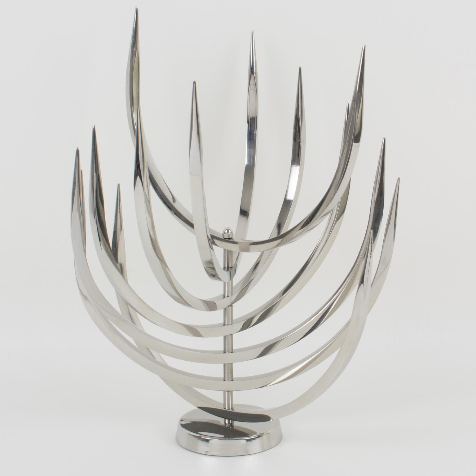 Xavier Feal Brutalist Stainless Steel Kinetic Sculpture or Candle Tree ...