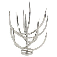 Xavier Feal Brutalist Stainless Steel Kinetic Sculpture or Candle Tree, 1970s