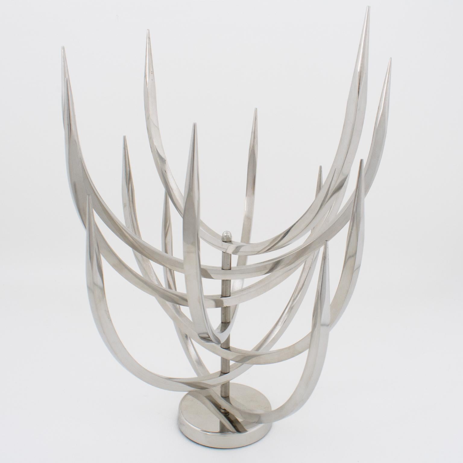 Acciaio inossidabile Scultura cinetica brutalista di Xavier-Feal, Albero delle candele, 1970 ca. in vendita