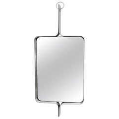 Xavier-Feal French Rectangular Brushed Stainless Steel Wall Mirror, circa 1970