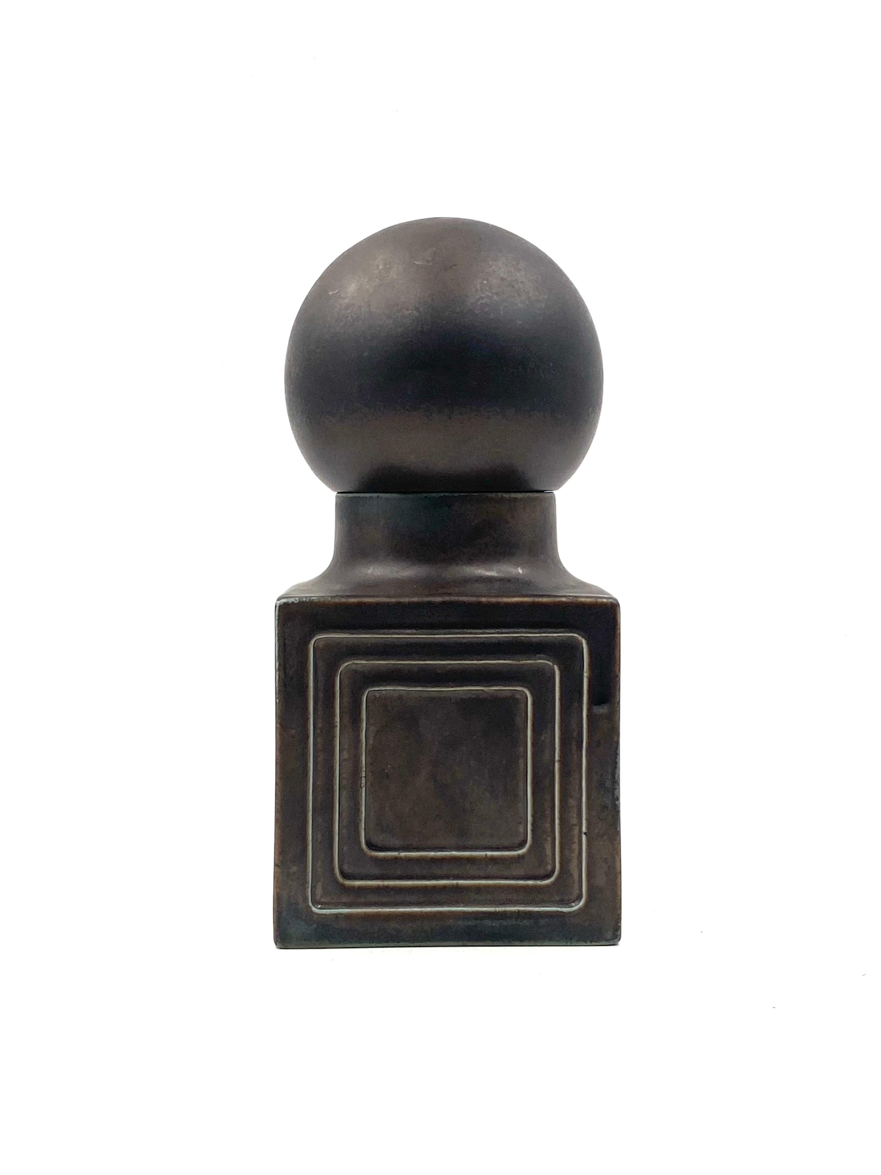 Xavier Feal, Mid-century modern brown ceramic, France 1960s For Sale 3