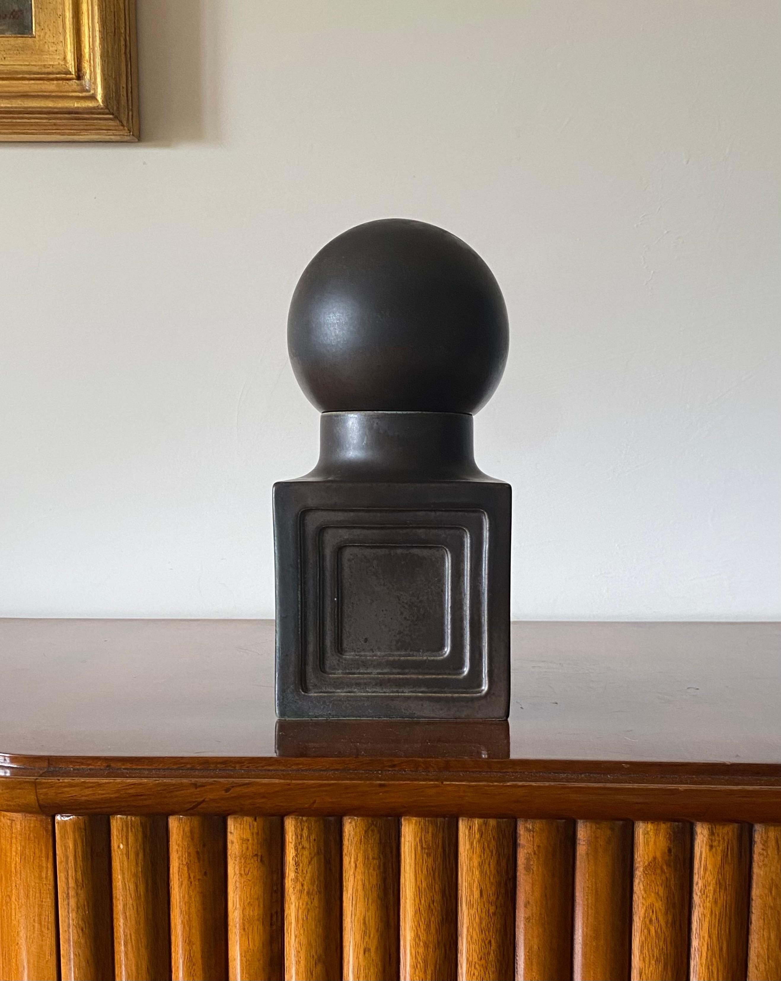 French Xavier Feal, Mid-century modern brown ceramic, France 1960s For Sale
