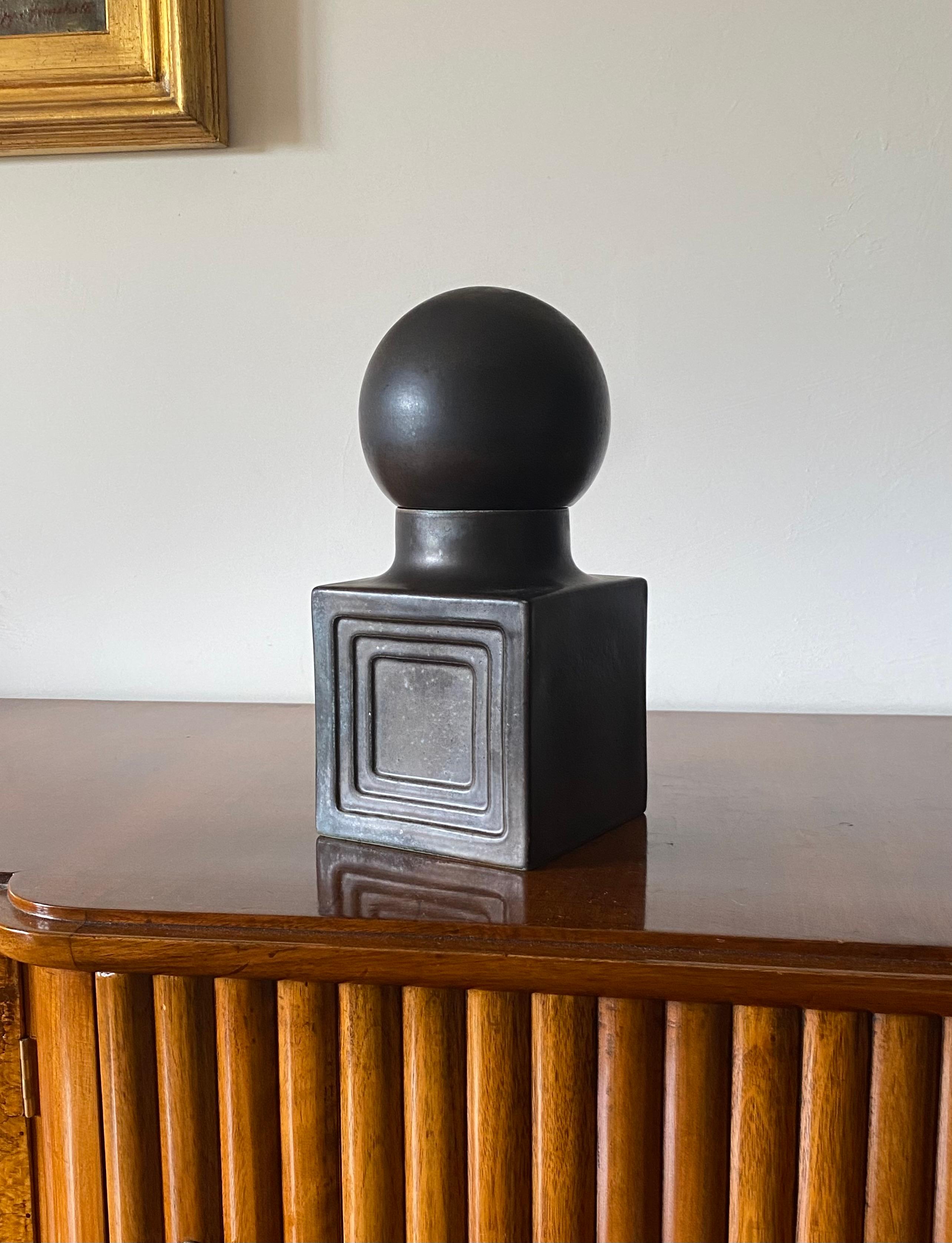 Xavier Feal, Mid-century modern brown ceramic, France 1960s In Excellent Condition For Sale In Firenze, IT