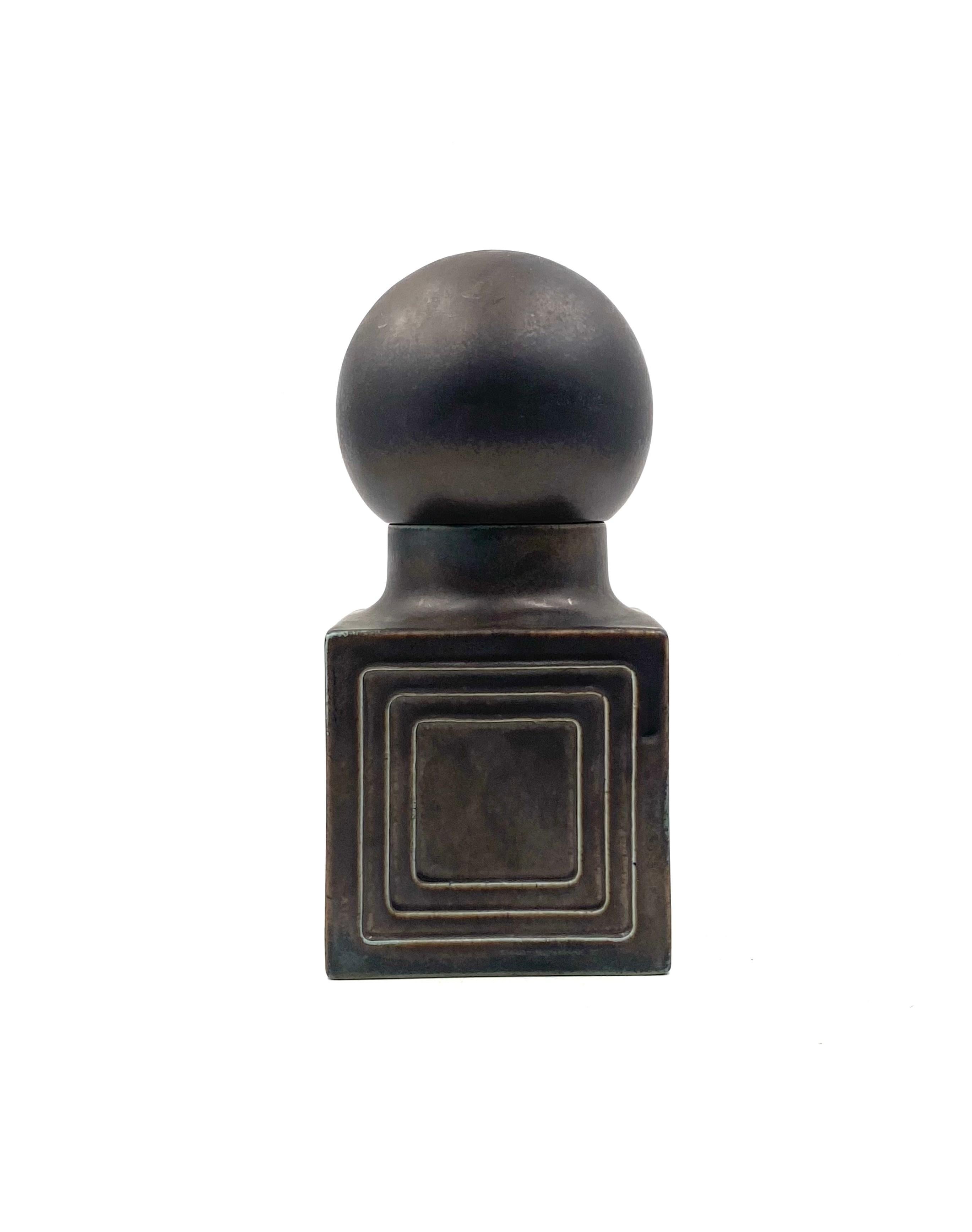 Ceramic Xavier Feal, Mid-century modern brown ceramic, France 1960s For Sale