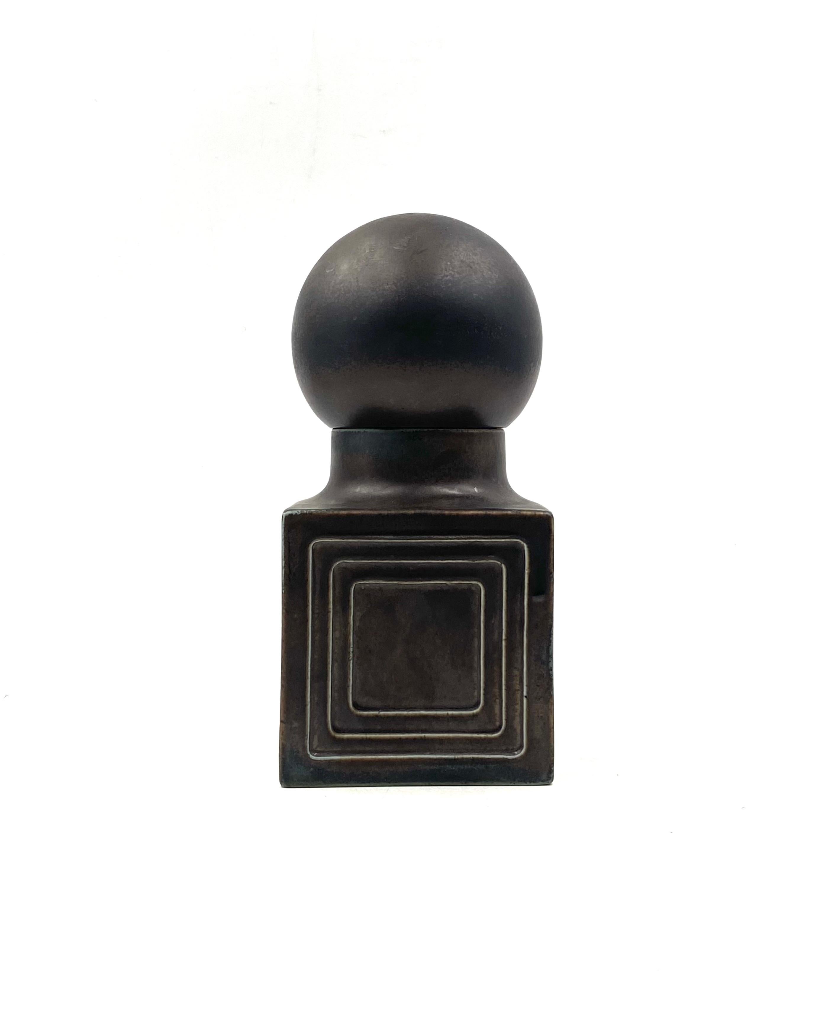 Xavier Feal, Mid-century modern brown ceramic, France 1960s For Sale 1