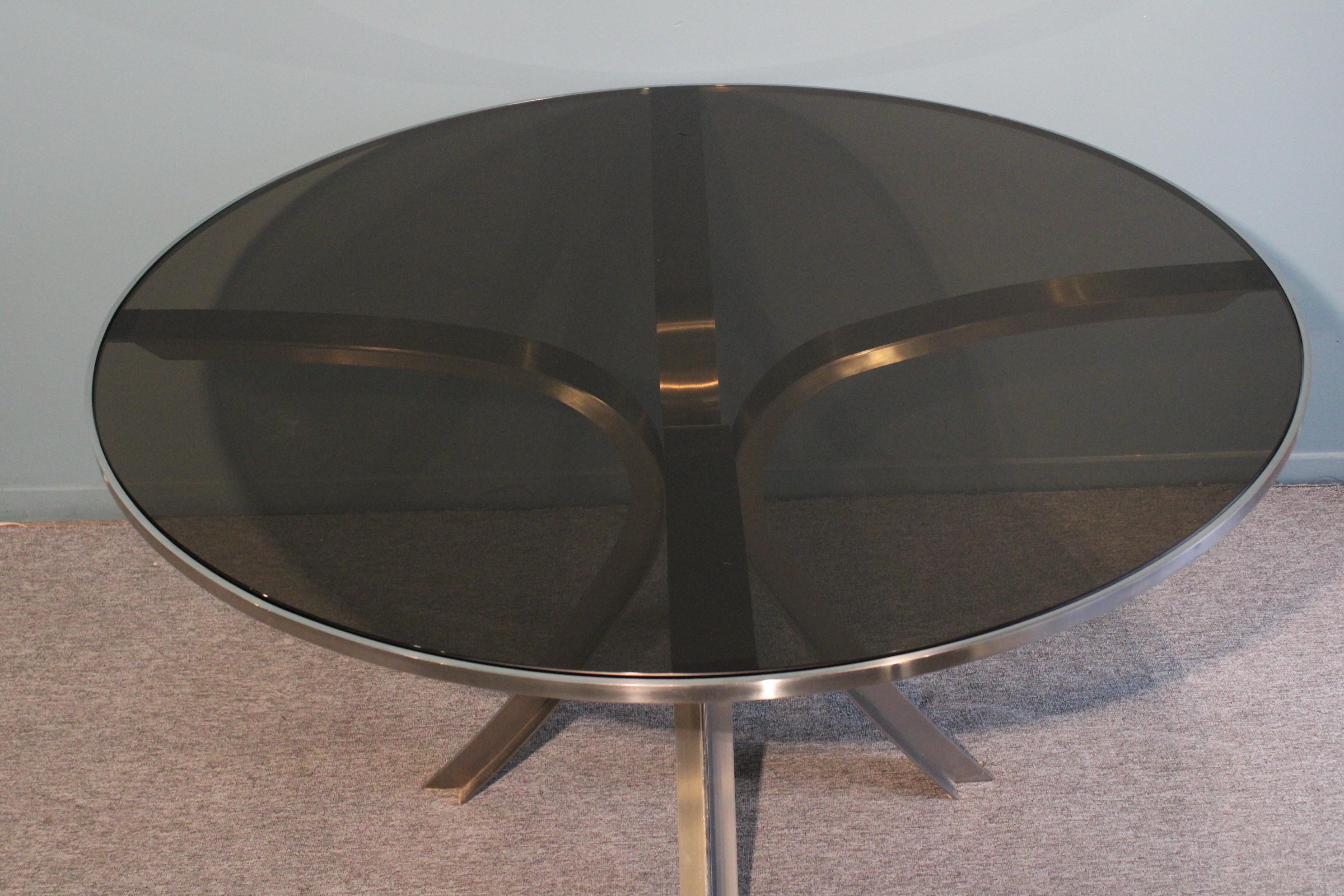 Stainless Steel Xavier Feal Round Dinning Table  For Sale