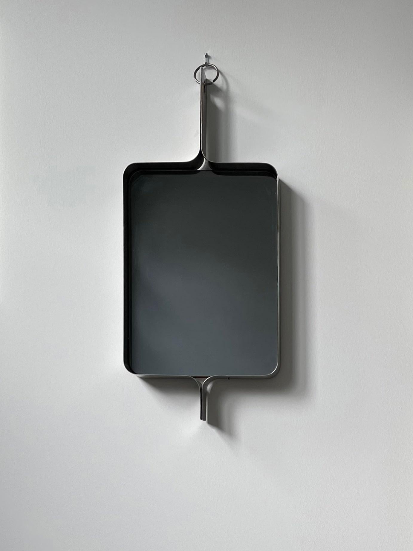 French Xavier Féal Stainless Steel Smoked Mirror For Sale