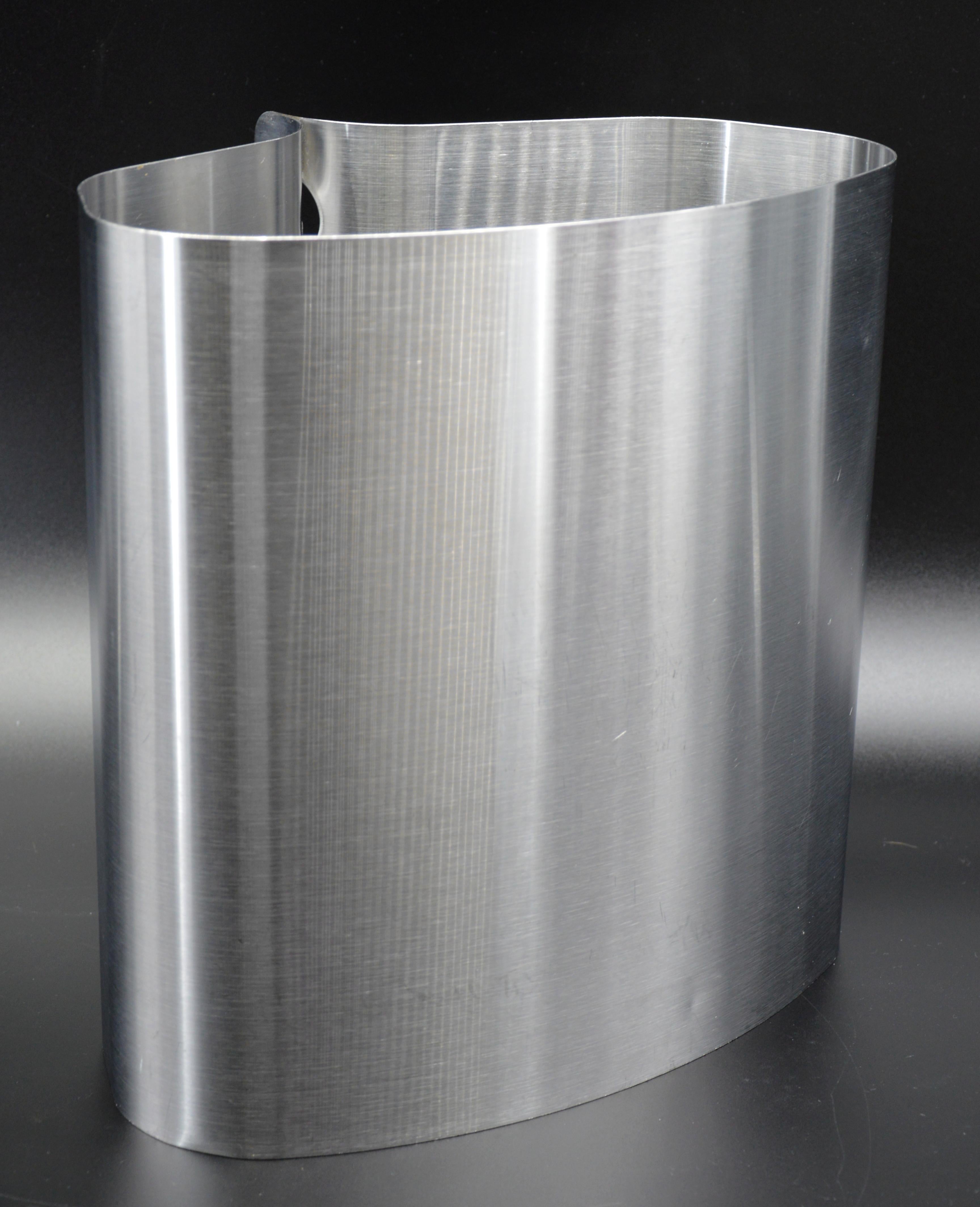 French Xavier FEAL Stainless Steel Trash Can, 1970