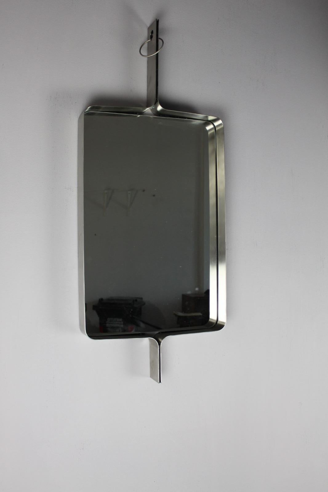 Miroir rectangulaire en acier brossé Xavier Feal, 1970 3