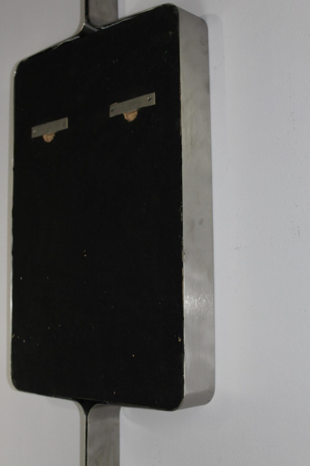 Miroir rectangulaire en acier brossé Xavier Feal, 1970 Bon état à Medesano, Parma