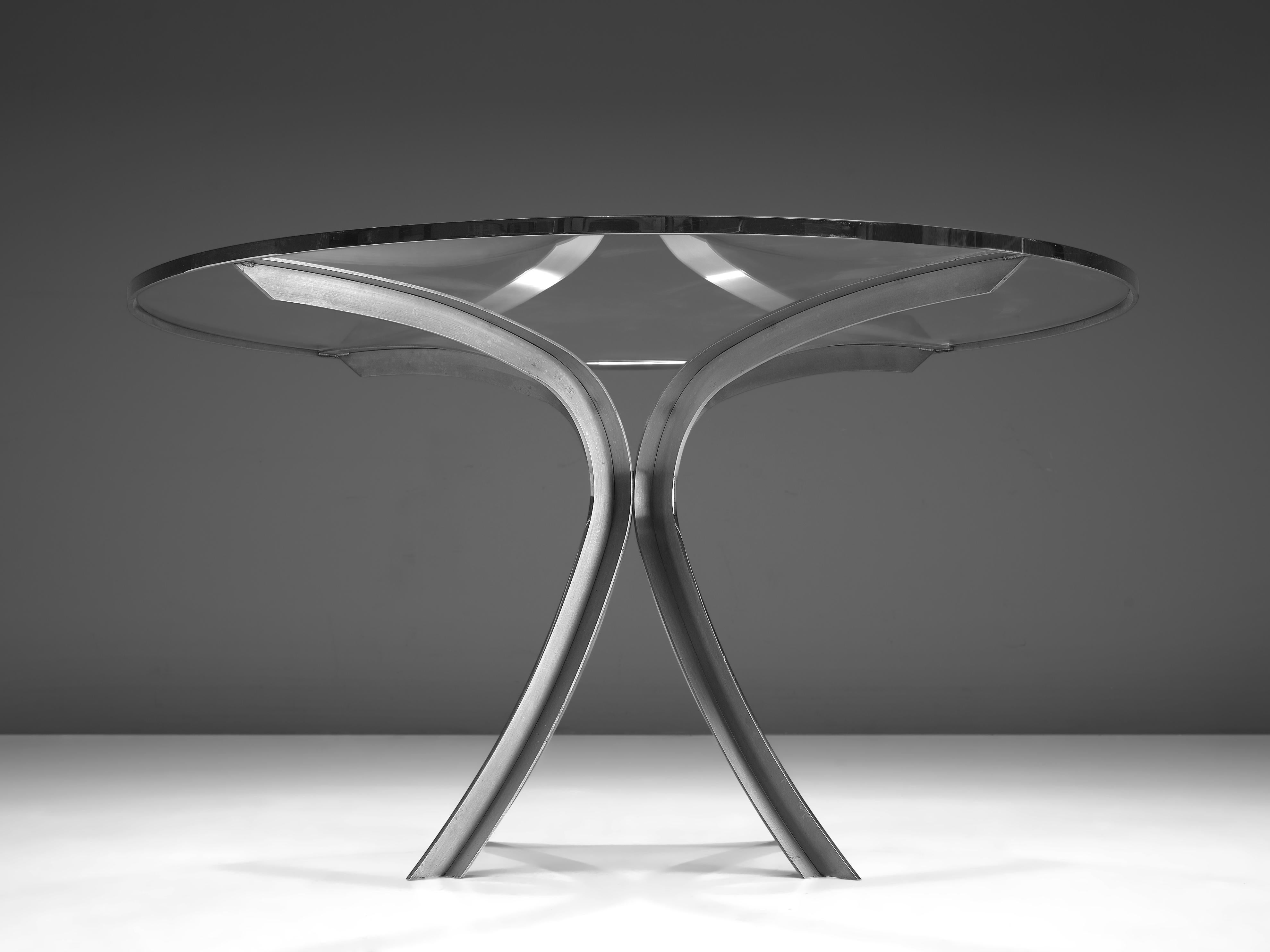 Mid-Century Modern Xavier Féal Table in Glass and Steel