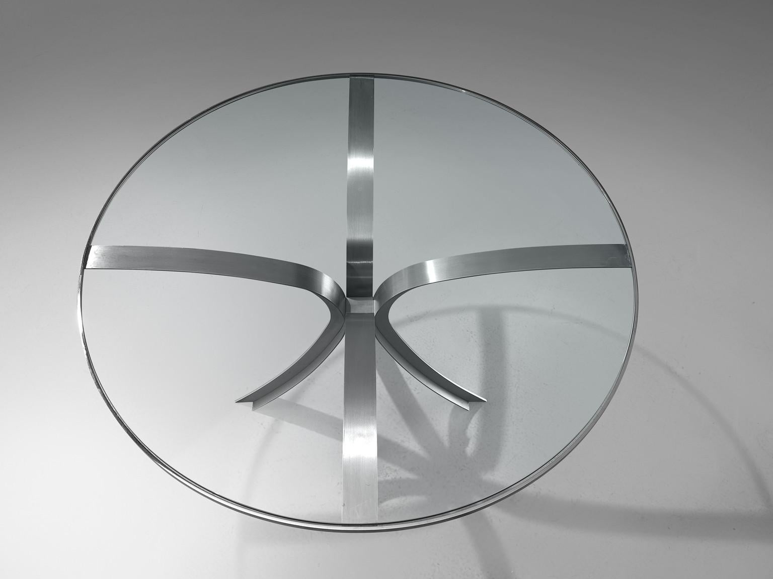 Xavier Fréal Dining or Center Table in Glass and Steel  In Good Condition For Sale In Waalwijk, NL