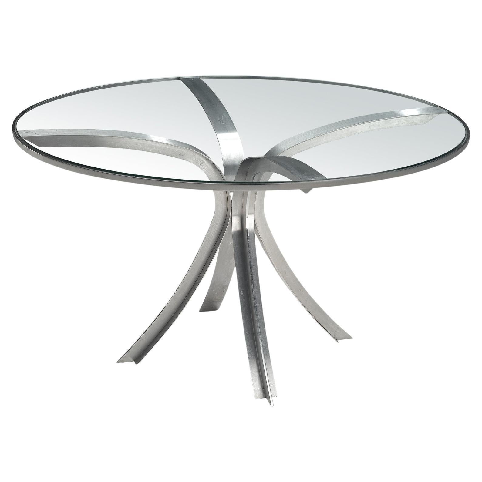 Xavier Fréal Dining or Center Table in Glass and Steel  For Sale