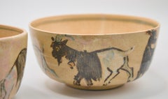 Hand-Painted Wooden Bowls, Set of Two, 20th Century