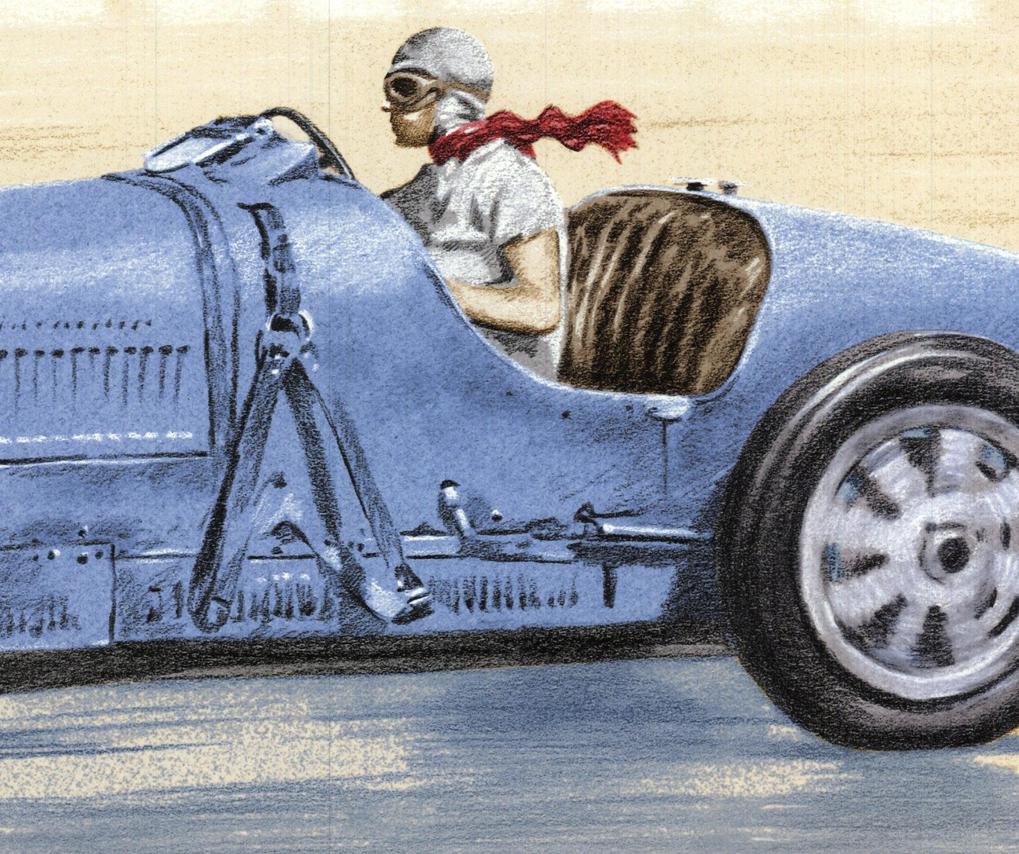 The first printing lithograph signed and numbered by La Victoire, depicting Heel Nice in her Bugatti Type 35 on the beach of La Baule, is a valuable and culturally significant piece of art. The limited edition and the artist’s signature enhance its