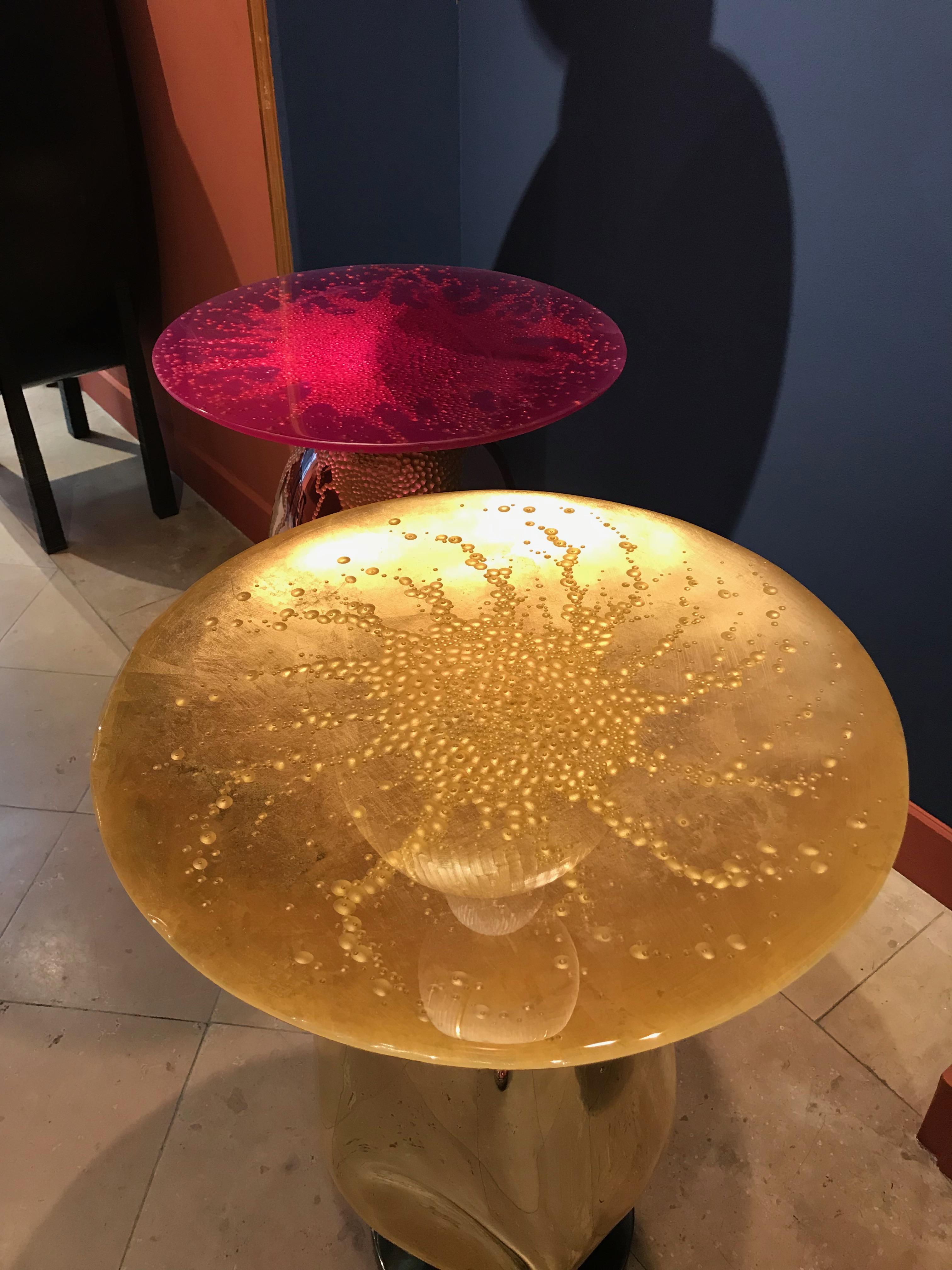 Xavier Le Normand 2018,  Pair of Unique Blow Glass Octopus Tables, Crystal Tops 6