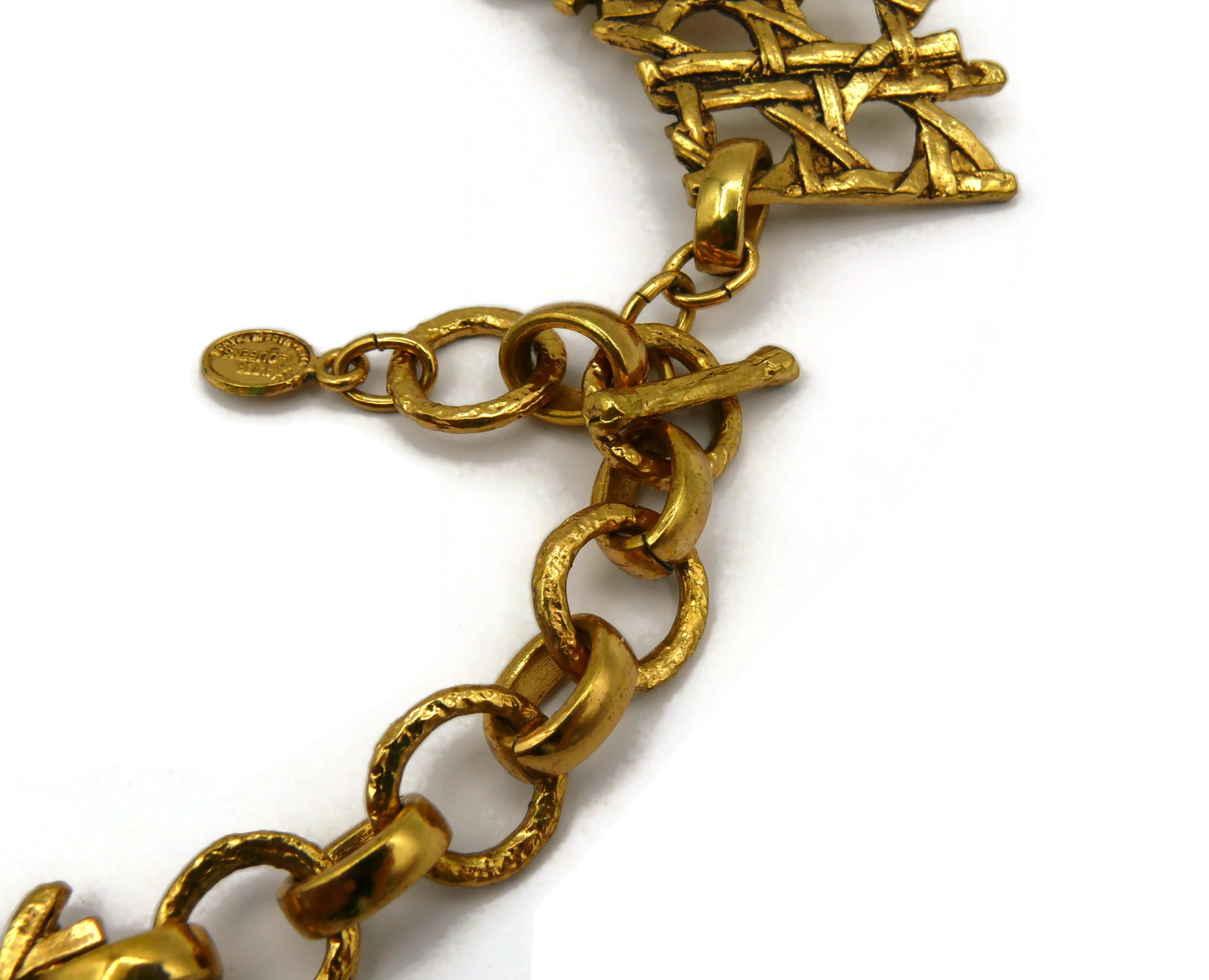 XAVIER LOUBENS Vintage Gold Tone Cannage Collar Necklace For Sale 4