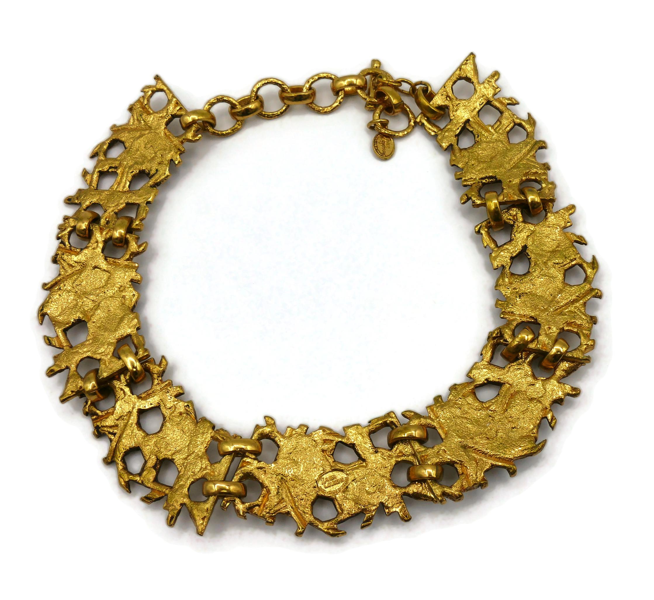 XAVIER LOUBENS Vintage Gold Tone Cannage Collar Necklace For Sale 6