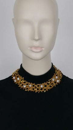 XAVIER LOUBENS Vintage Gold Tone Cannage Collar Necklace
