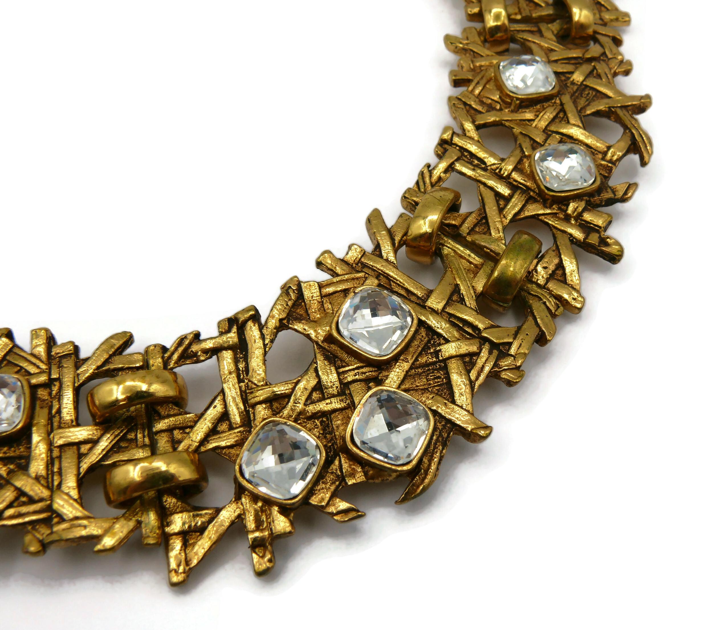 XAVIER LOUBENS Vintage Gold Tone Cannage Collar Necklace In Good Condition For Sale In Nice, FR