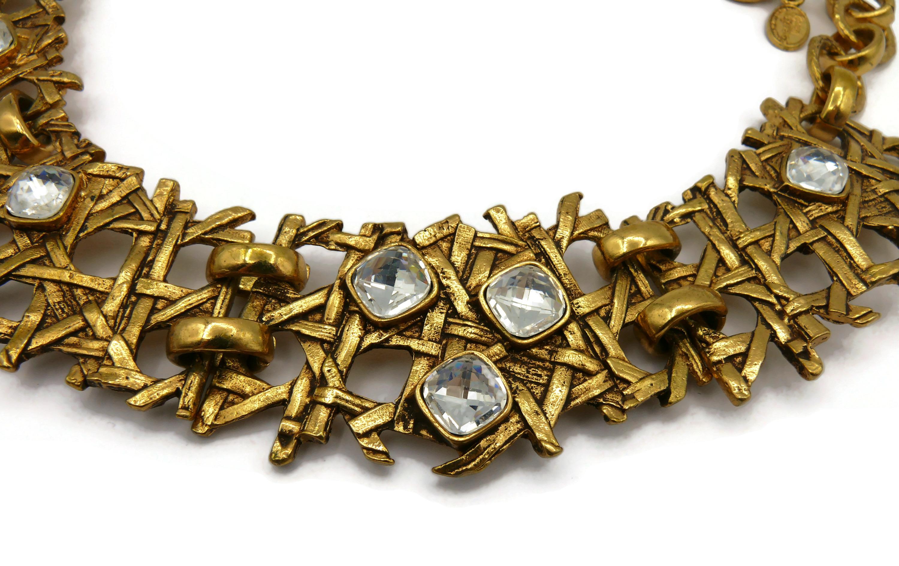 XAVIER LOUBENS Vintage Gold Tone Cannage Collar Necklace For Sale 2
