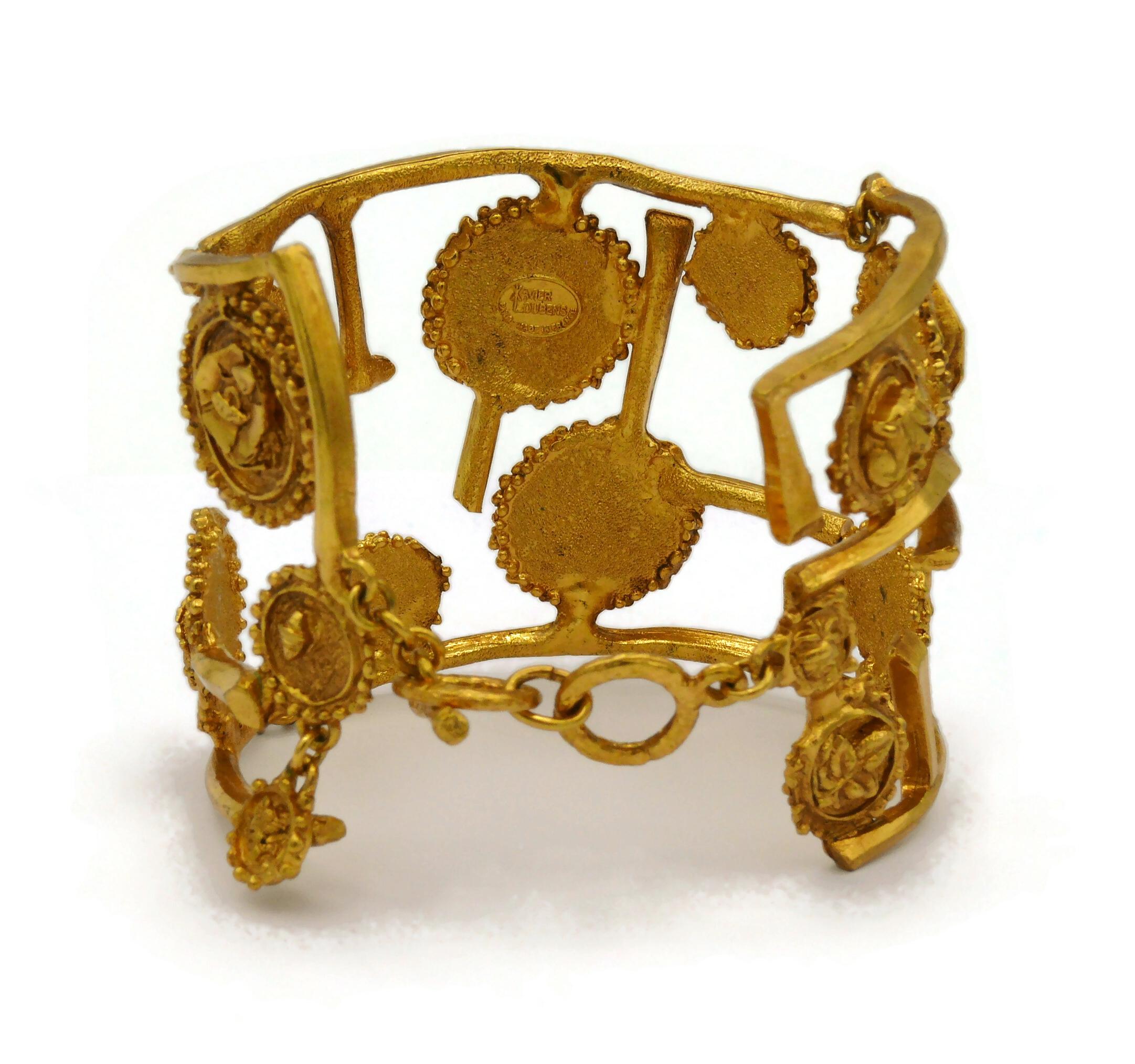 XAVIER LOUBENS Vintage Gold Tone Cuff Bracelet For Sale 2