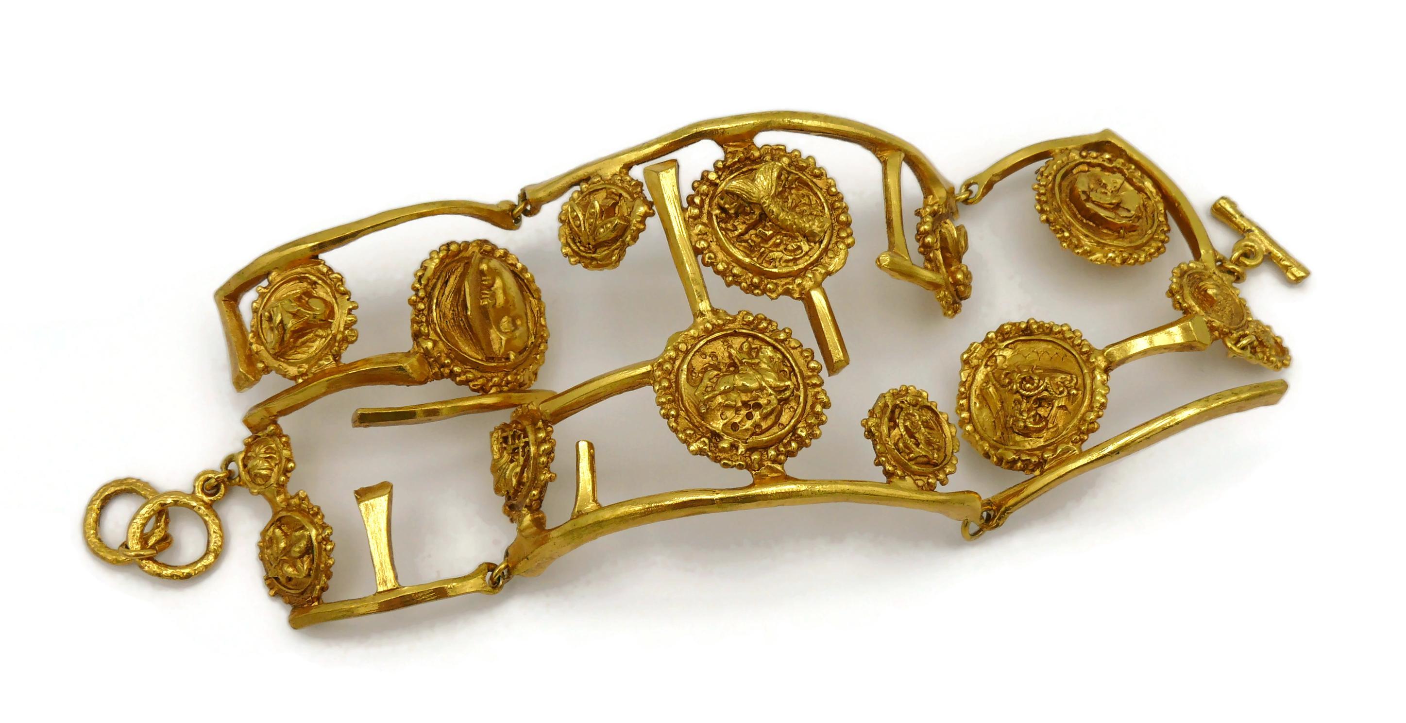XAVIER LOUBENS Vintage Gold Tone Cuff Bracelet For Sale 3