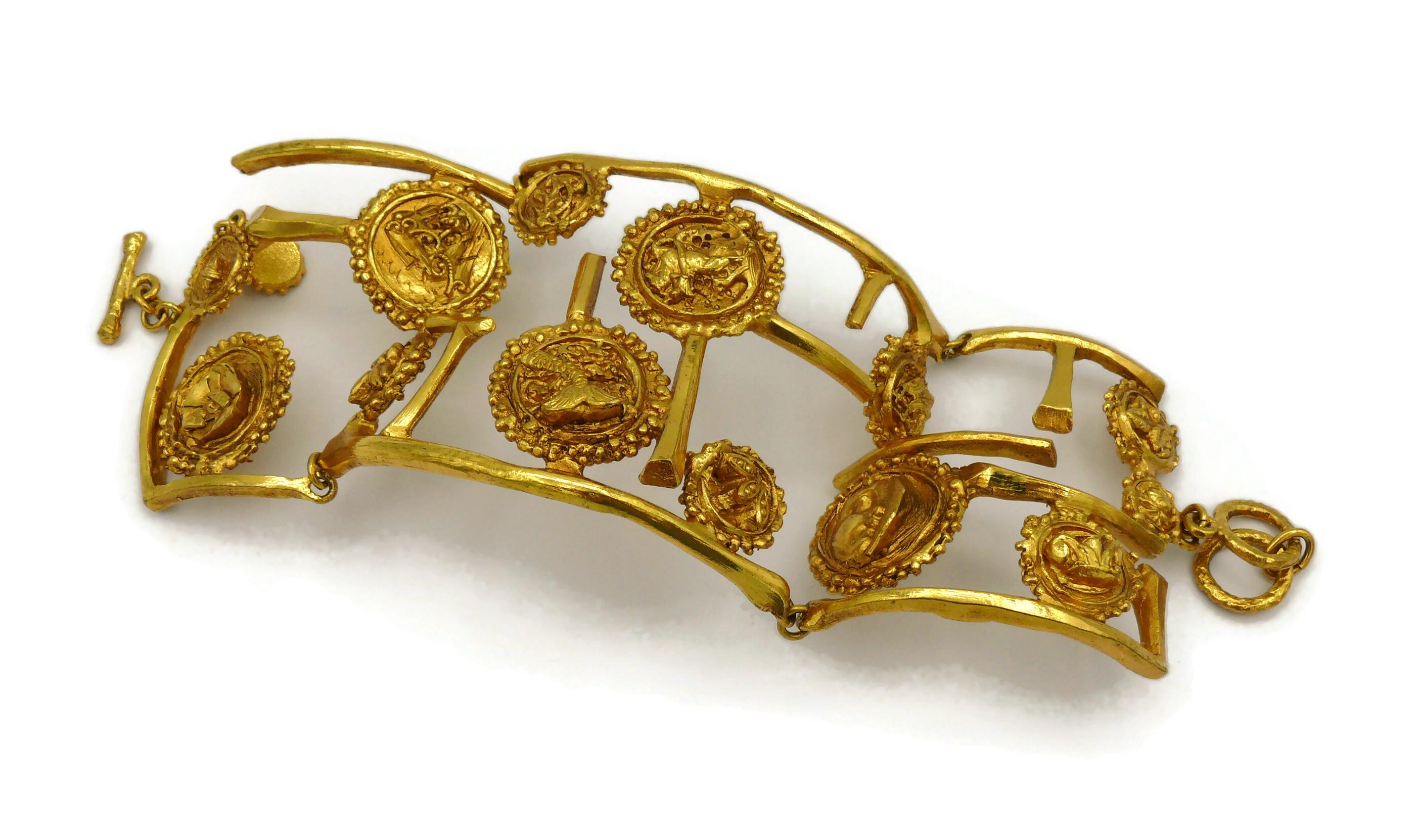 XAVIER LOUBENS Vintage Gold Tone Cuff Bracelet For Sale 4