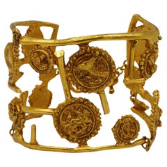 XAVIER LOUBENS Vintage Gold Tone Cuff Bracelet