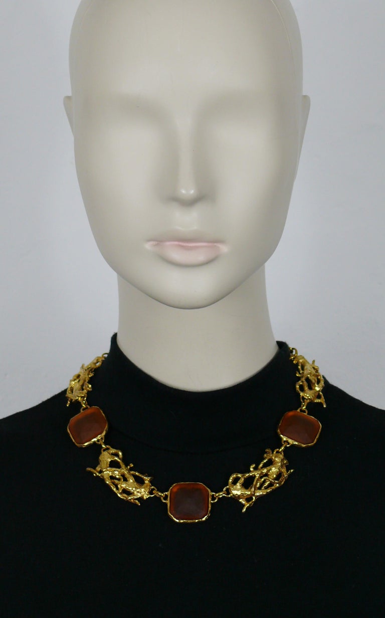 Collier Vintage Avec Pendentif étoile - Marque Xavier Loubens - Émail Nacré Marron