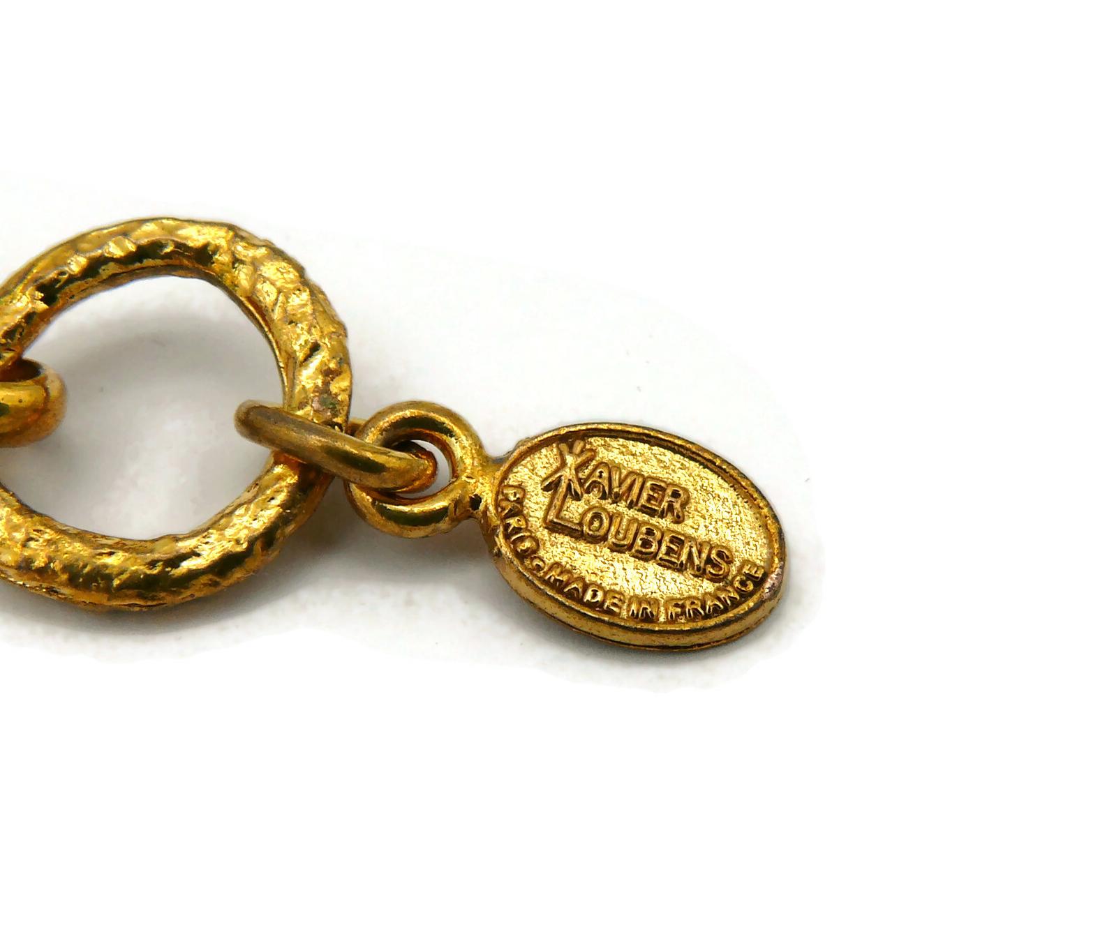 XAVIER LOUBENS Vintage Goldfarbene Glieder- und Milchglas-Cabochon-Halskette, Vintage im Angebot 5