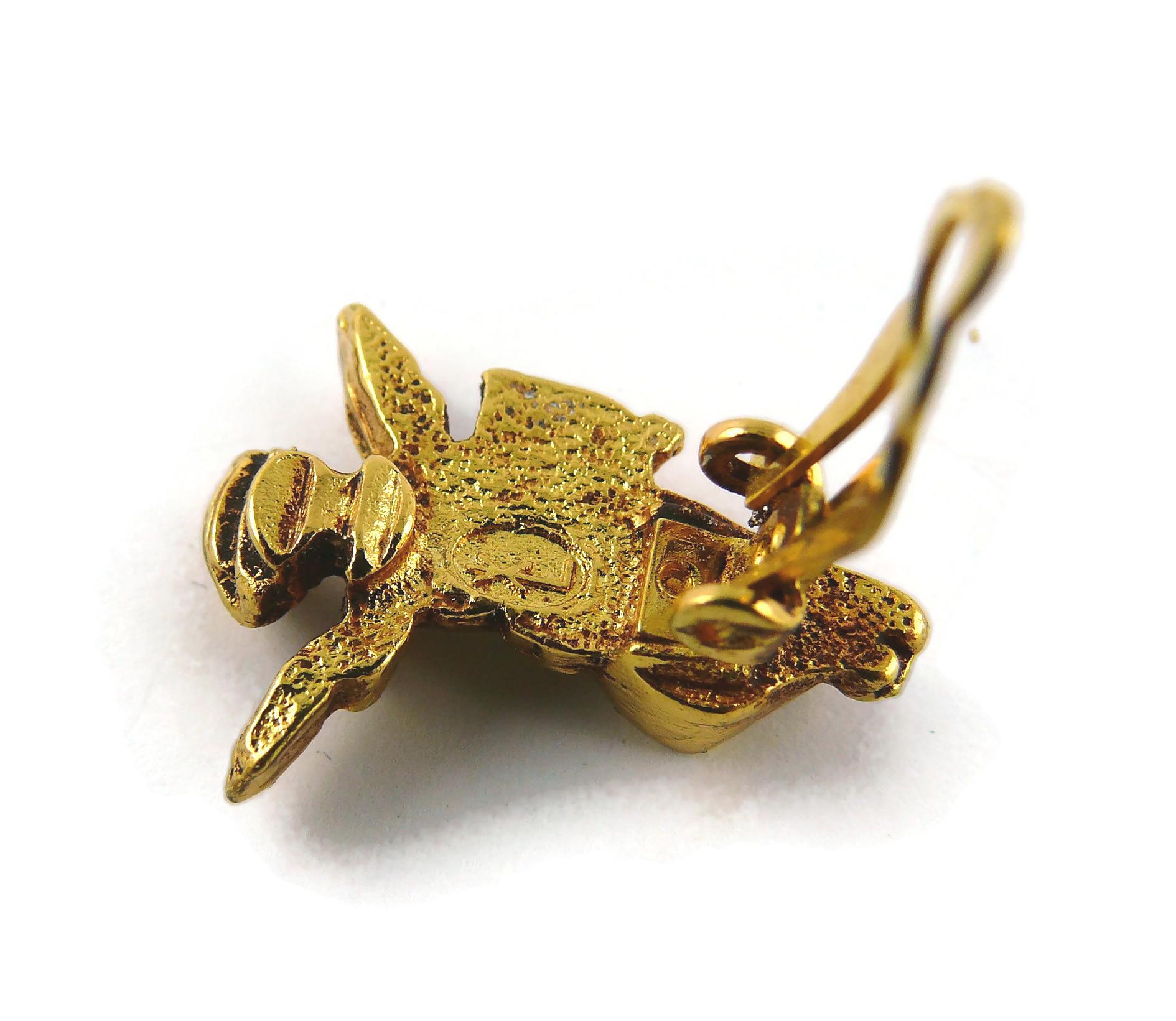 Xavier Loubens Vintage Gold Toned Cupid Clip-On Earrings For Sale 4