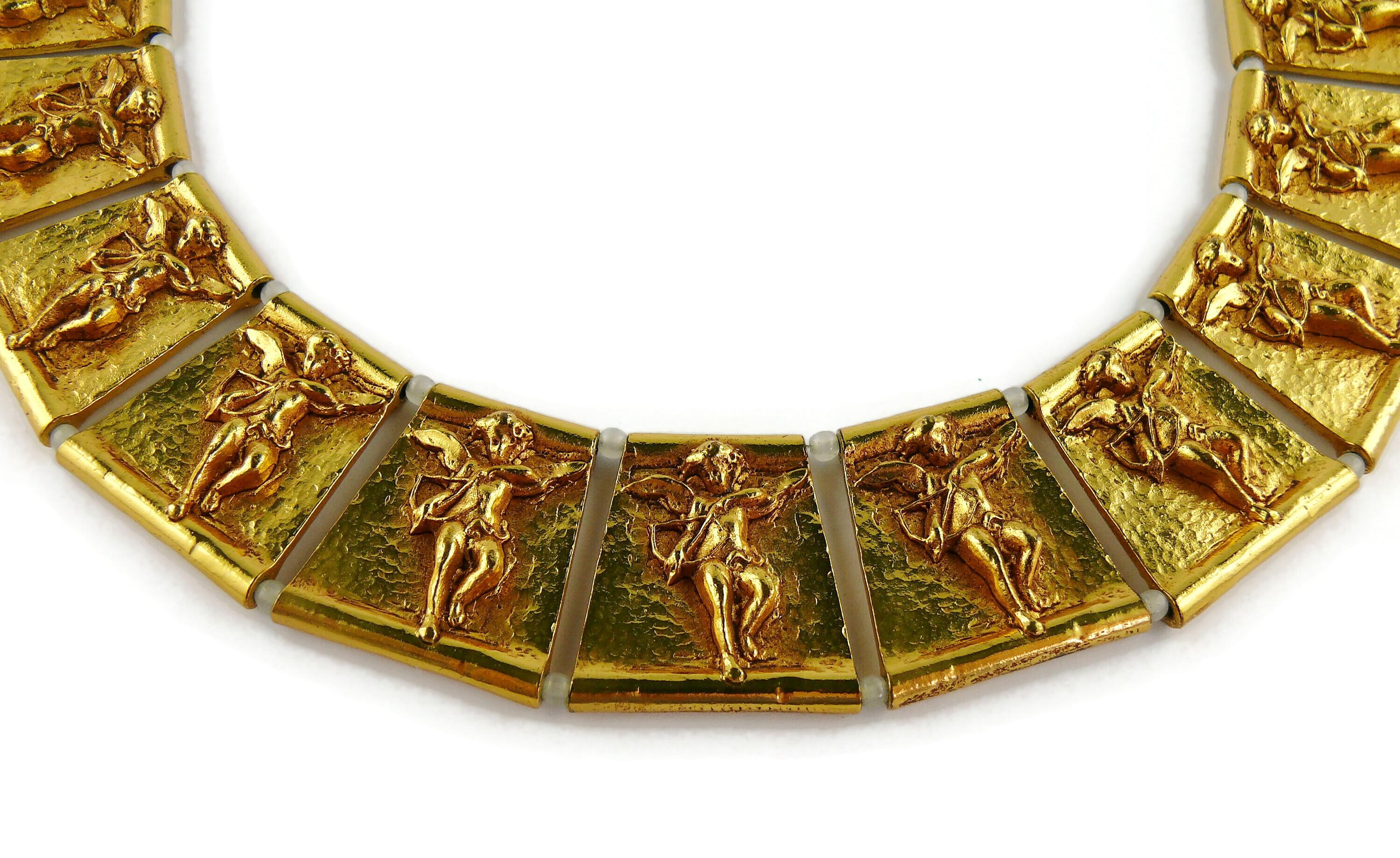 Xavier Loubens Vintage Gold Toned Cupid Collar Necklace In Fair Condition For Sale In Nice, FR