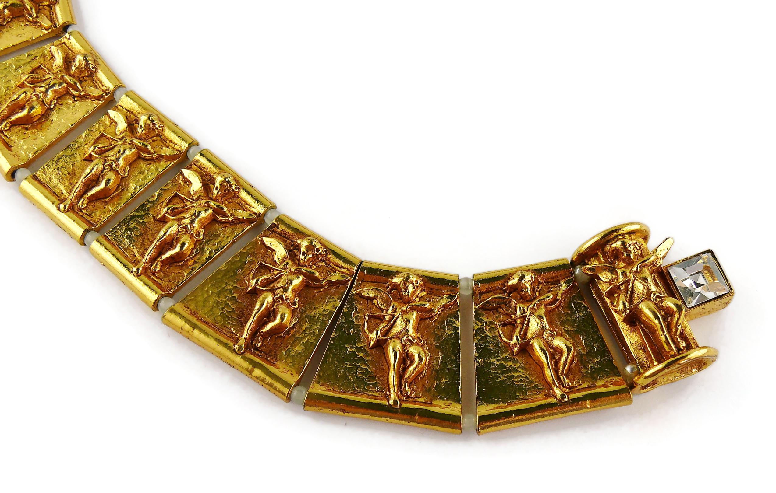 Xavier Loubens Vintage Gold Toned Cupid Collar Necklace For Sale 1