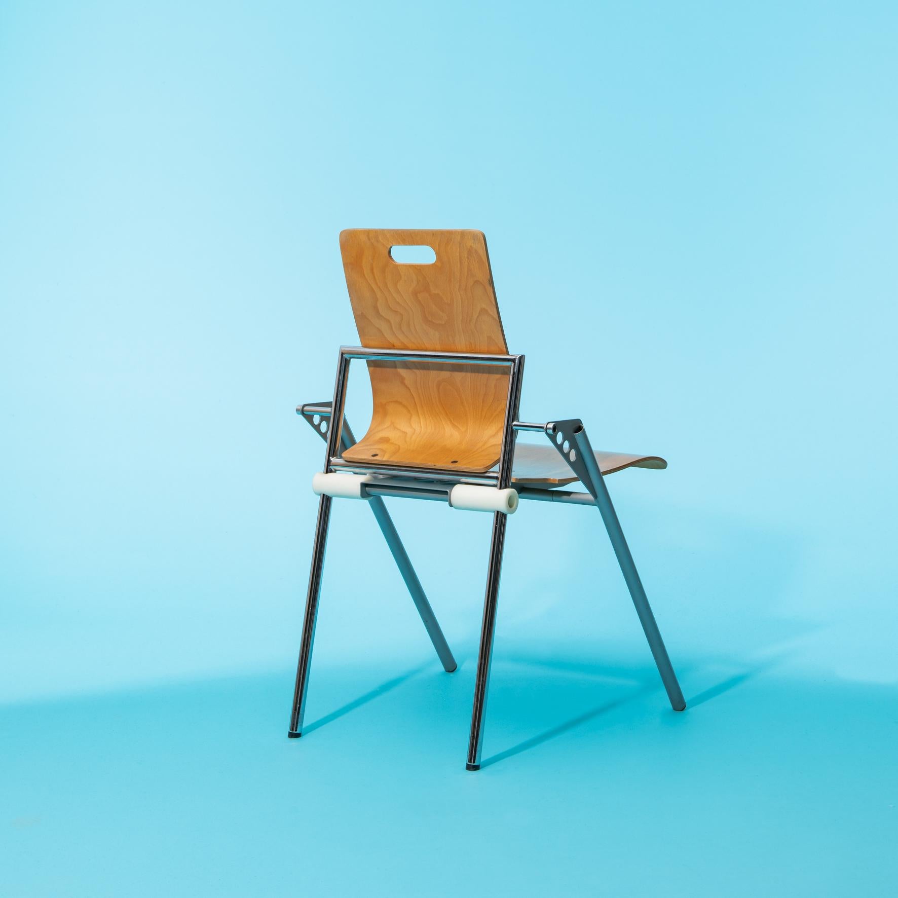 Post-Modern Xavier Matégot (1956-) XM7 folding chair, Christian Farjon ed., c. 1985 For Sale
