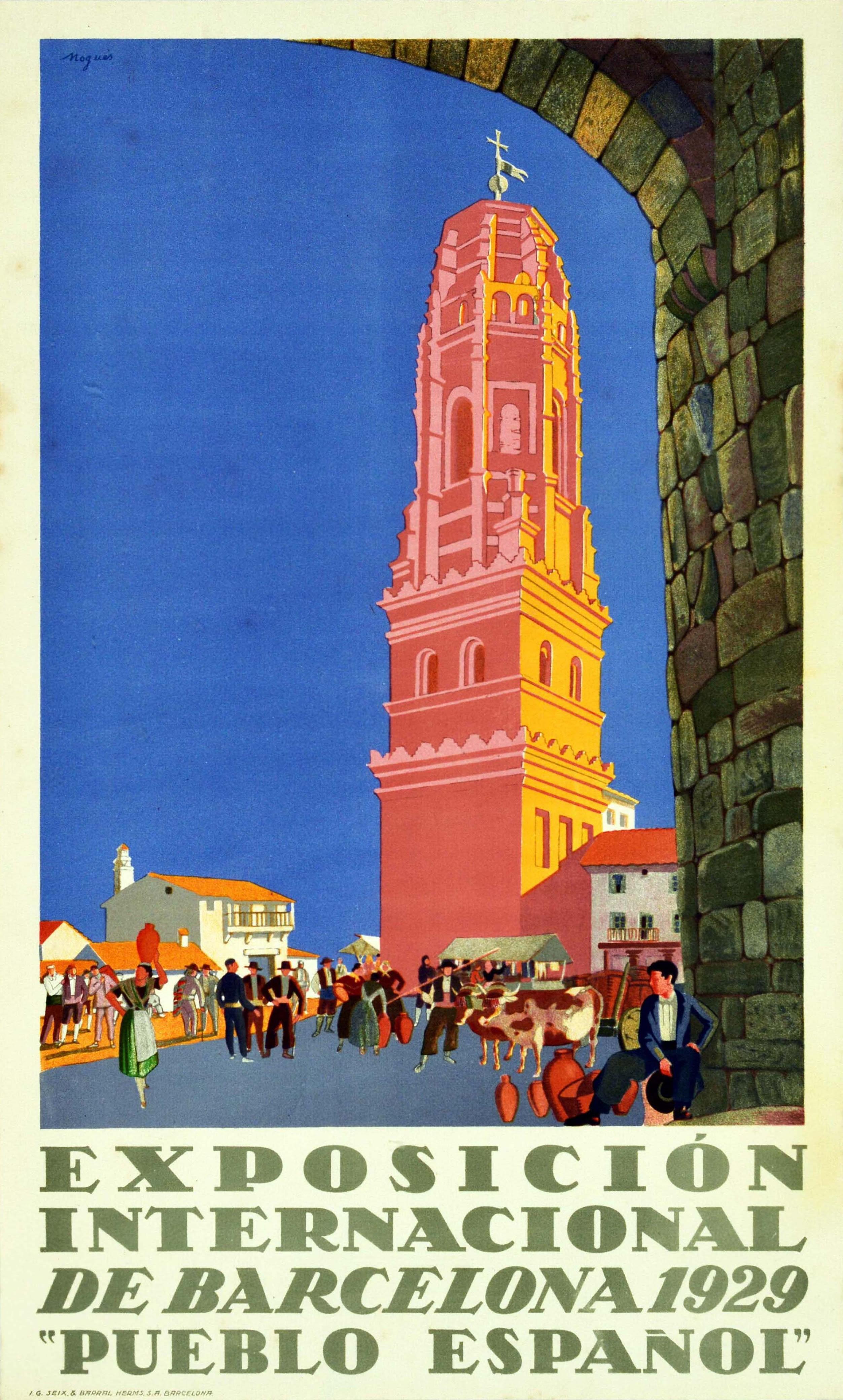Xavier Nogues i Casas Print - Original Vintage Poster Barcelona Exhibition Spanish Village Art Pueblo Espanol