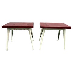 Xavier Pauchard Pair of Vintage French Rectangular Metal Bistro Tables