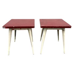 Xavier Pauchard Pair of Vintage French Square Metal Bistro Tables