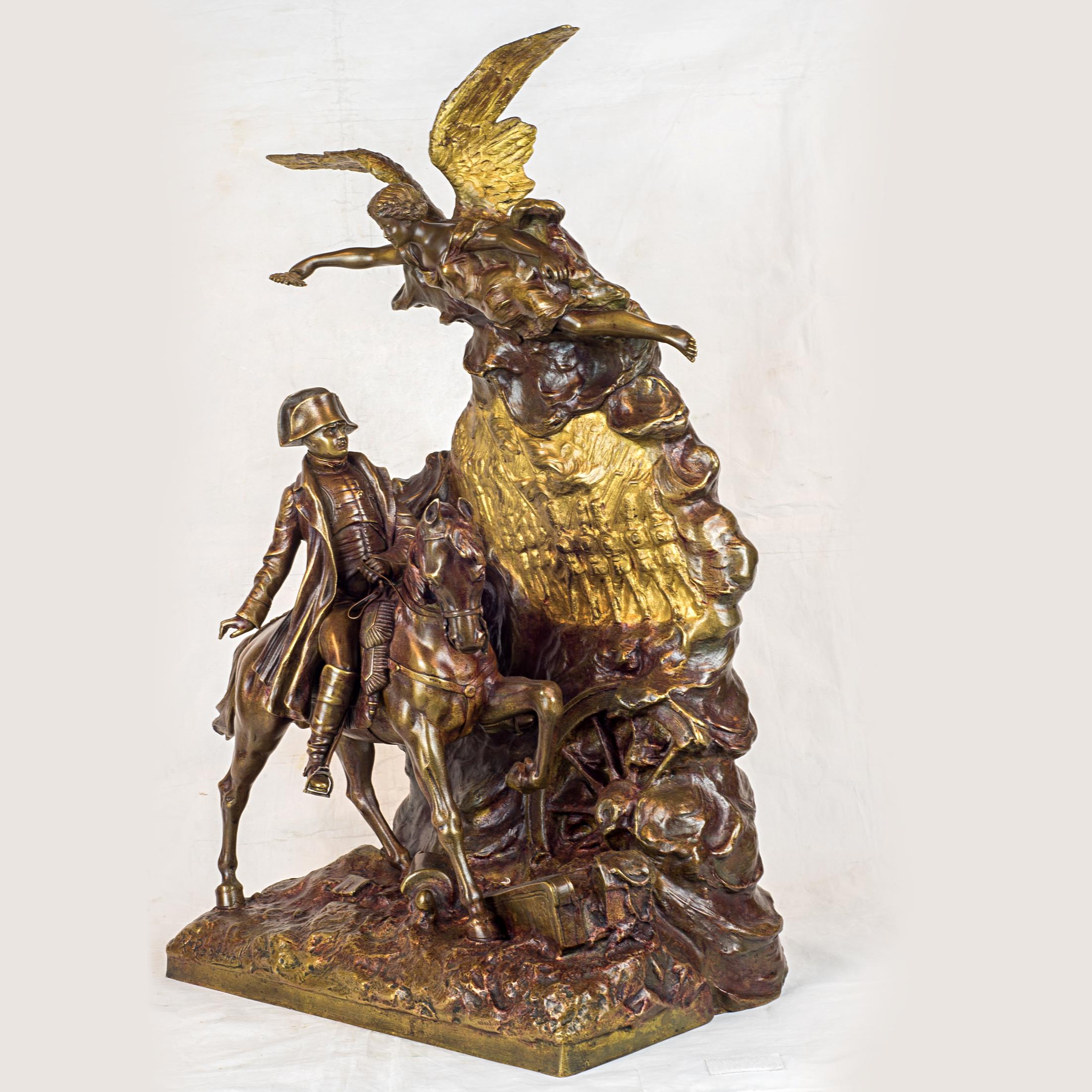 Napoléon Bonaparte on Horseback - Sculpture by Xavier Raphanel