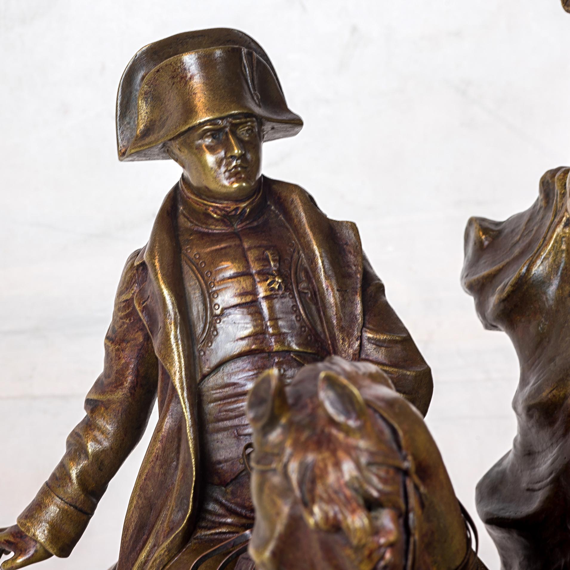Napoléon Bonaparte on Horseback - Gold Figurative Sculpture by Xavier Raphanel
