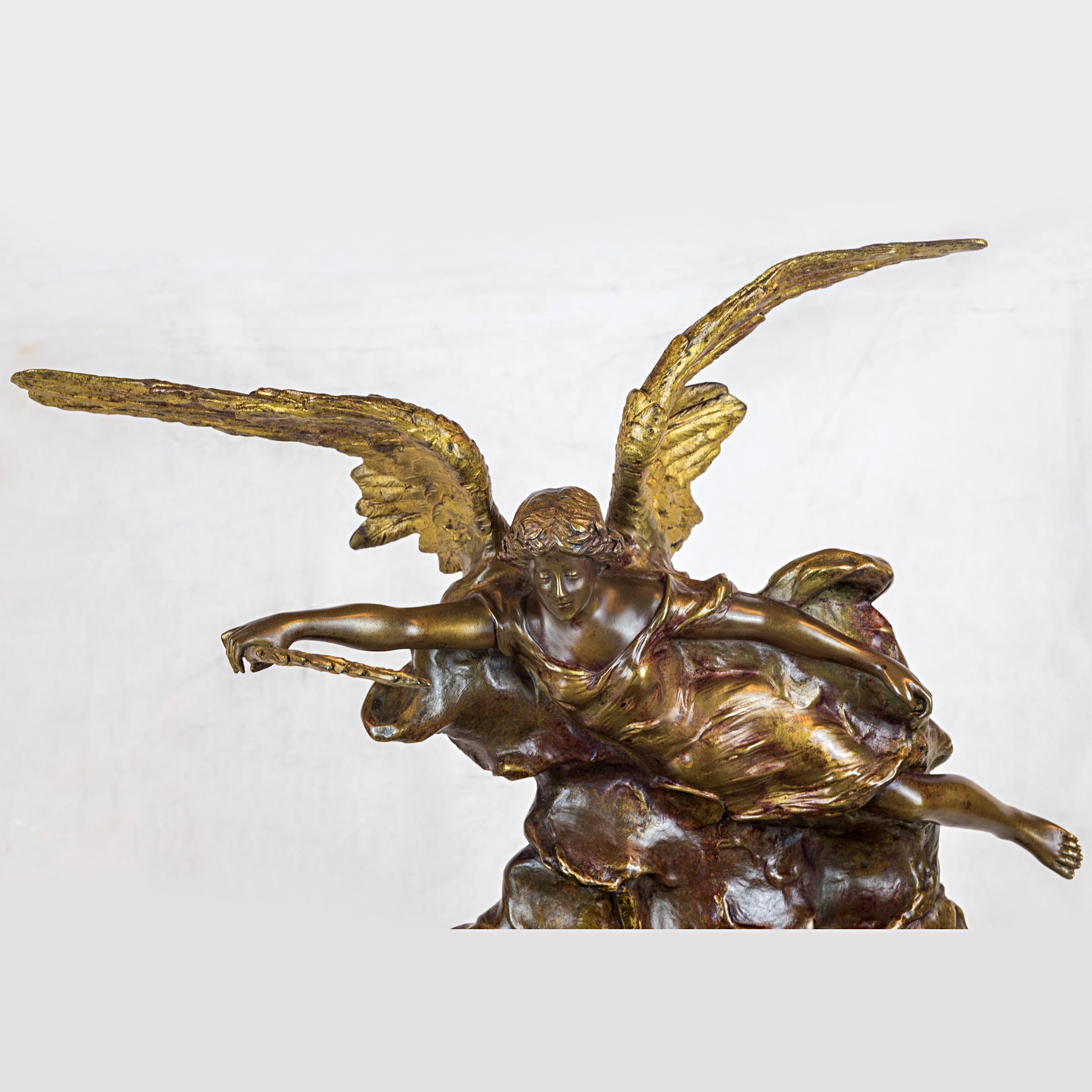 XAVIER RAPHANEL  
French, (19th century)

Napoléon Bonaparte on Horseback 

Patinated and gilt bronze; Signed ‘X Raphanel’ on base
24 x 16 inches 

Notes:
Bronze group figure of Napoleon Bonaparte on horseback, in front of a gilded relief of a
