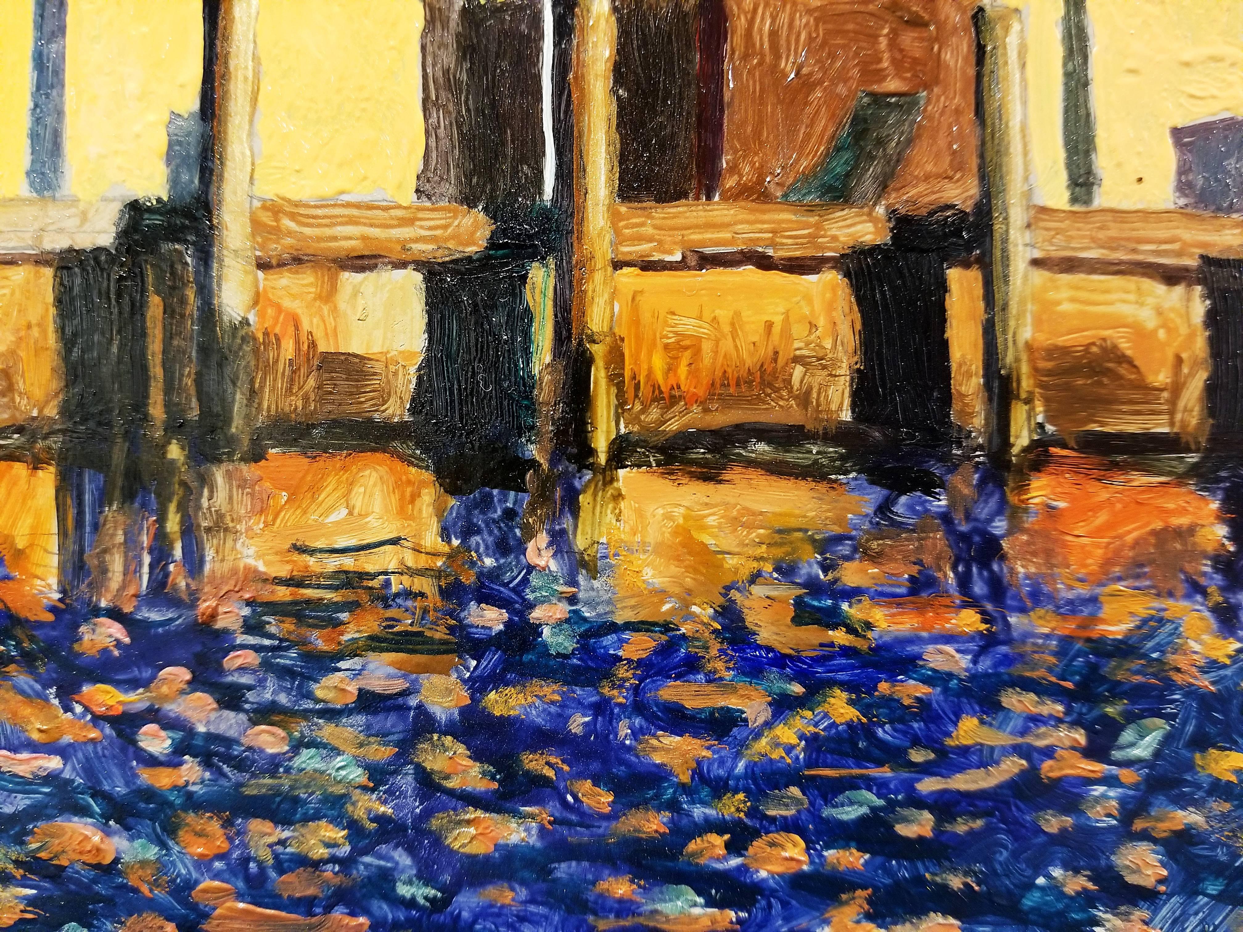 Ed's Dock, oil paint on linen - Painting by XAVIER RODÉS