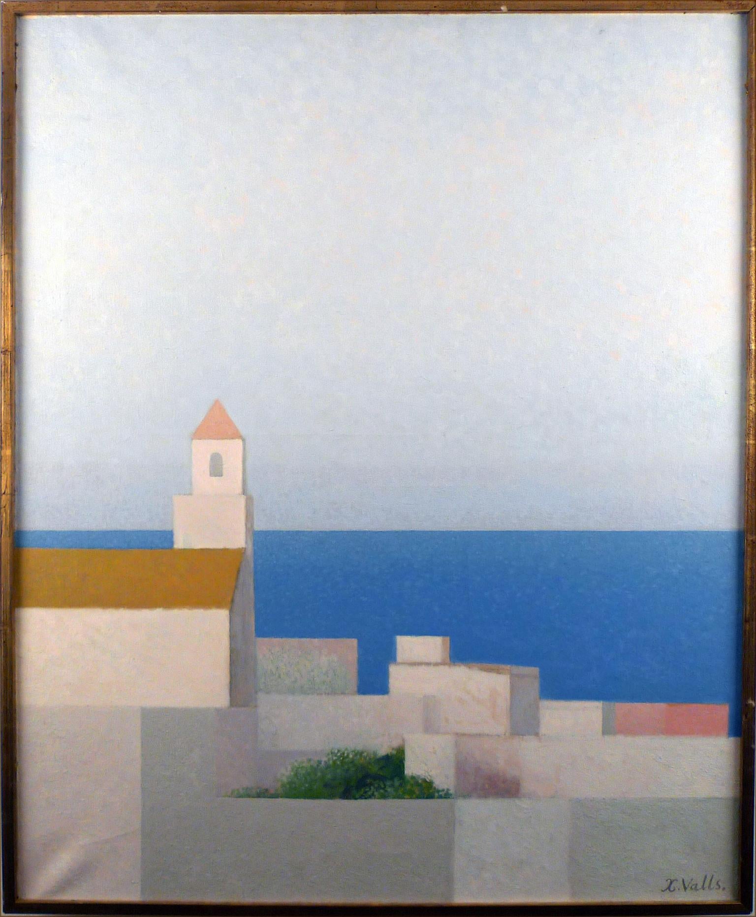 XAVIER VALLS
Spanisch, 1923 - 2006
CALELLA DE PALAFRUGUELL
signiert "X. Valls" (unten rechts)
nochmals signiert, nummeriert, datiert und betitelt "X. Valls. / VIII Horta - 67. / "Calella de P." (auf der Rückseite)
öl auf Leinwand
28-7/8 x 23-3/4