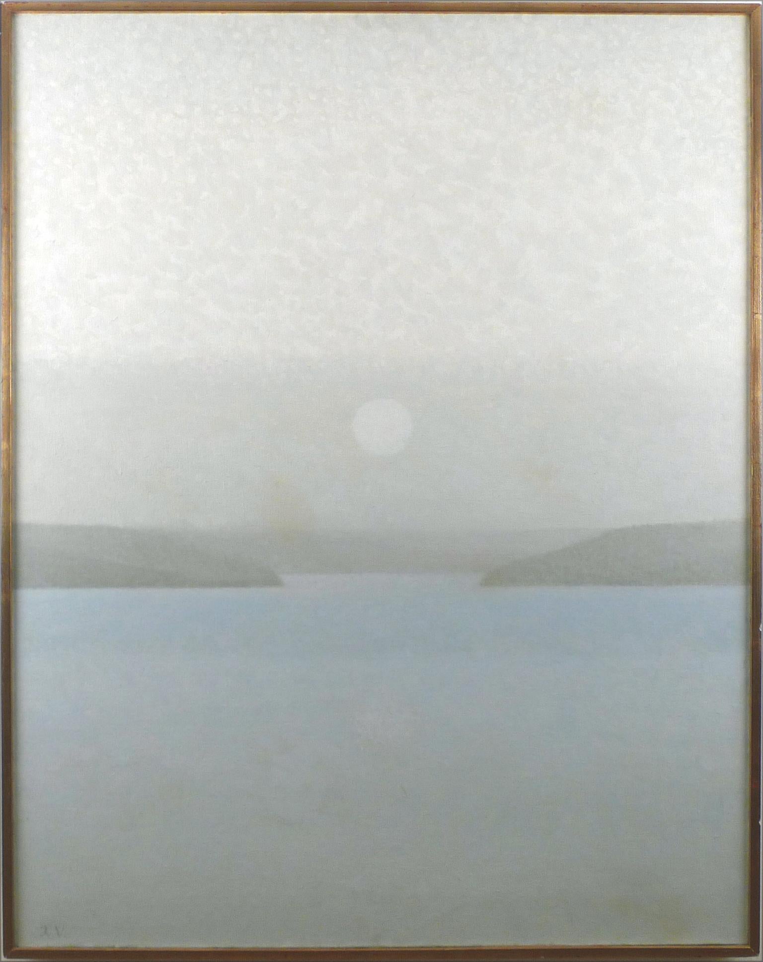 XAVIER VALLS
Spagnolo, 1923 - 2006
LAC DE ZOUG
firmato "X. V." (in basso a sinistra)
firmato di nuovo, intitolato e datato "X. Valls. / Lac de Zoug / 1969" (sul retro).
olio su tela
36-1/4 x 28-3/4 pollici (92 x 73 cm)
incorniciato: 36-5/8 x 29-1/8