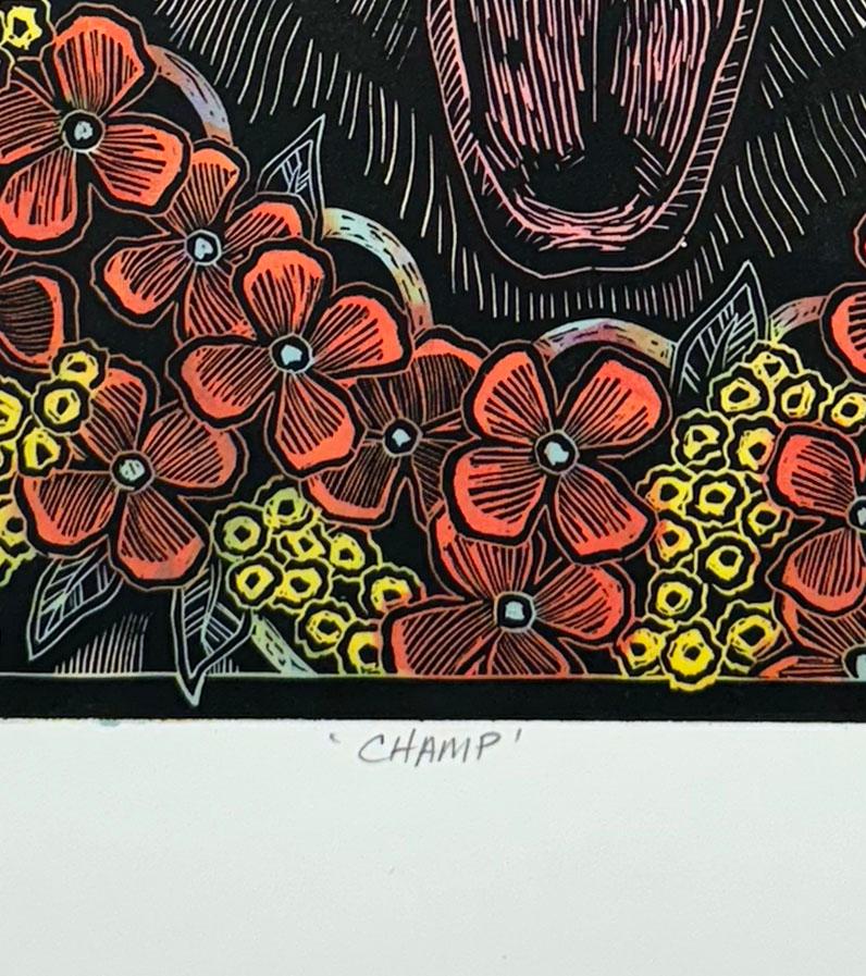 Chicano artist Viramontes is known for both political subject matter, prints related to family history, and the humor found in this series of dog portraits.

In the 1970's, Viramontes worked with the Galeria De La Raza of San Francisco on a number