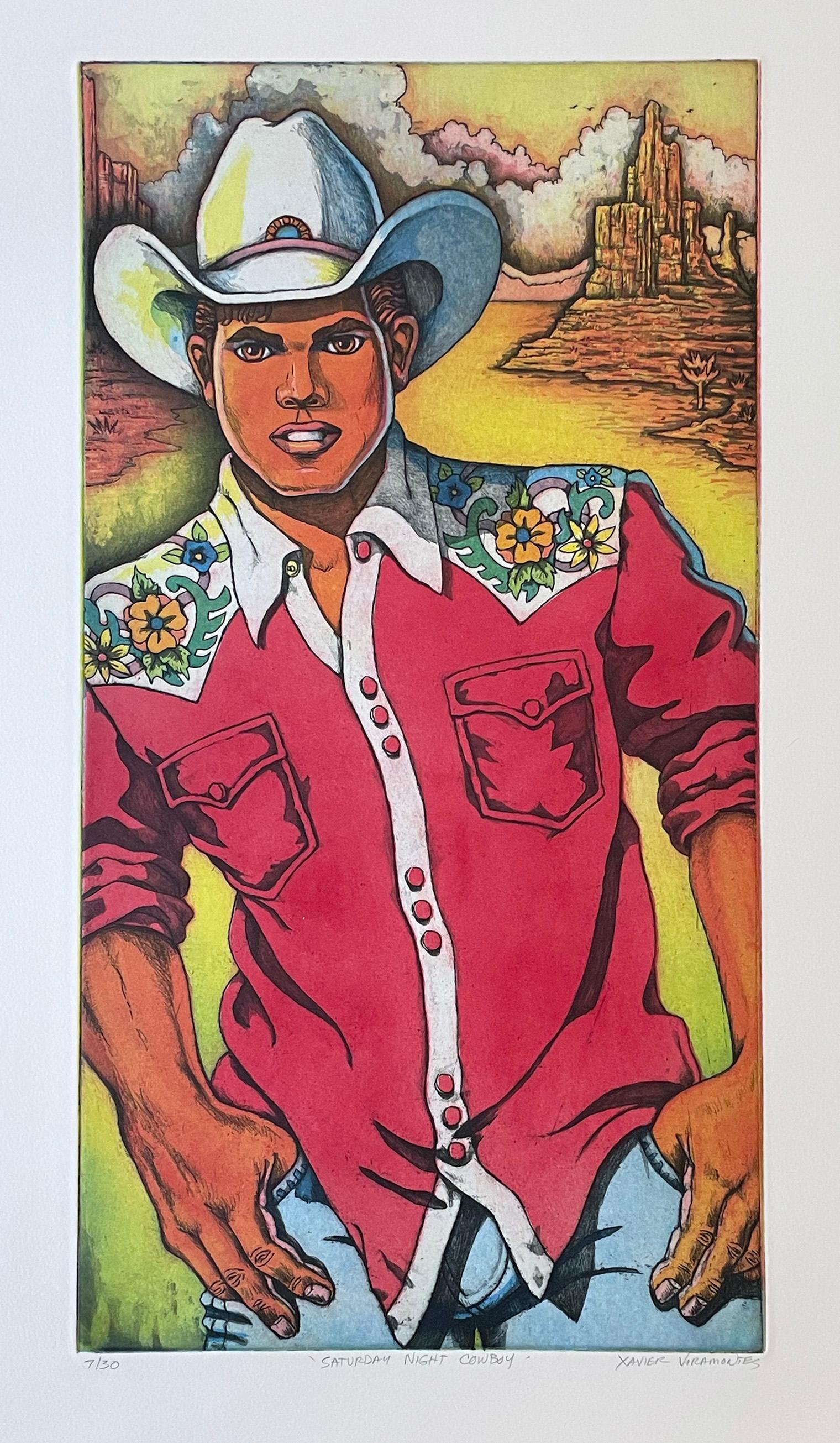 Saturday Night Cowboy - Print by Xavier Viramontes